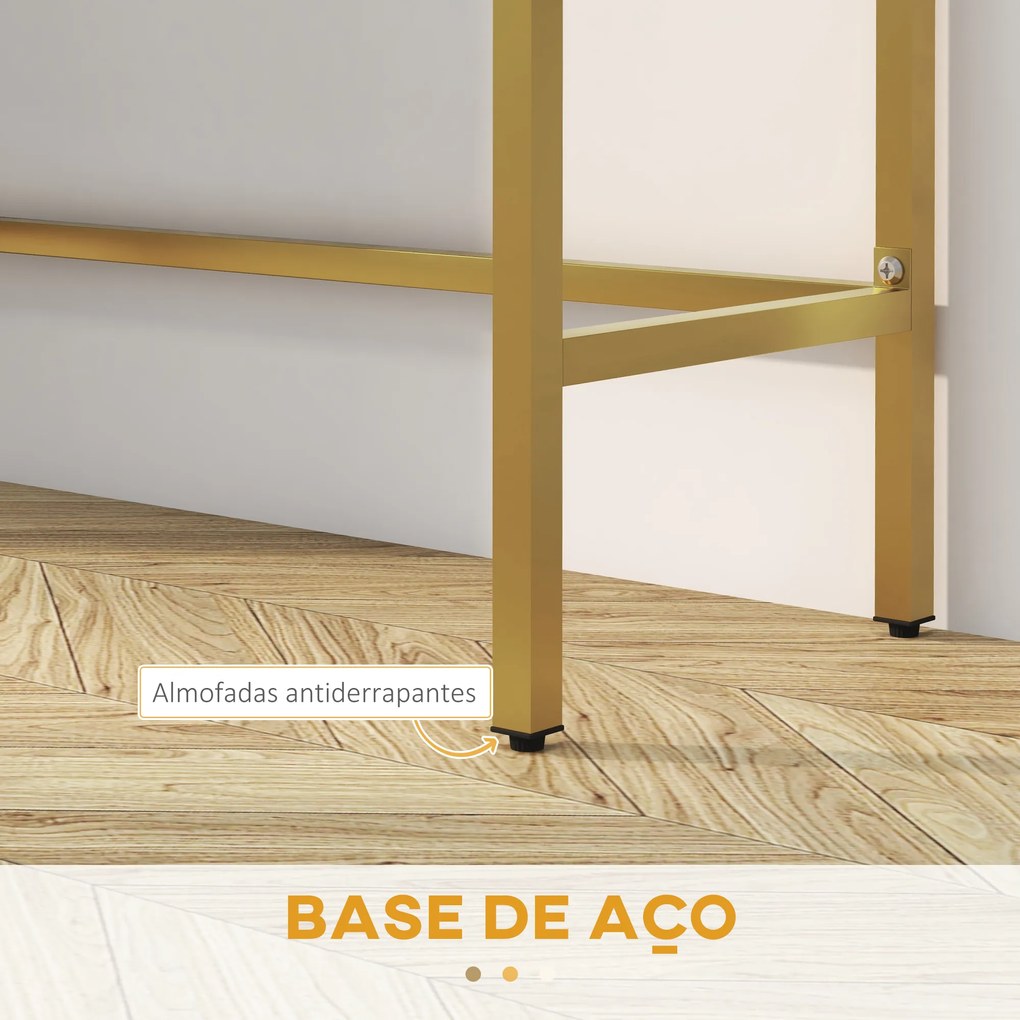 Mesa Consola Moderna Mesa de Entrada com 2 Gavetas e Pés de Aço Anti-tombo para Entrada Sala Corredor 80x31,5x75 cm Branco