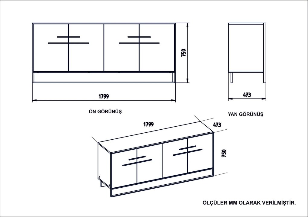 Console Polka – Gold White – 179,9 cm x 75 cm x 47,3 cm