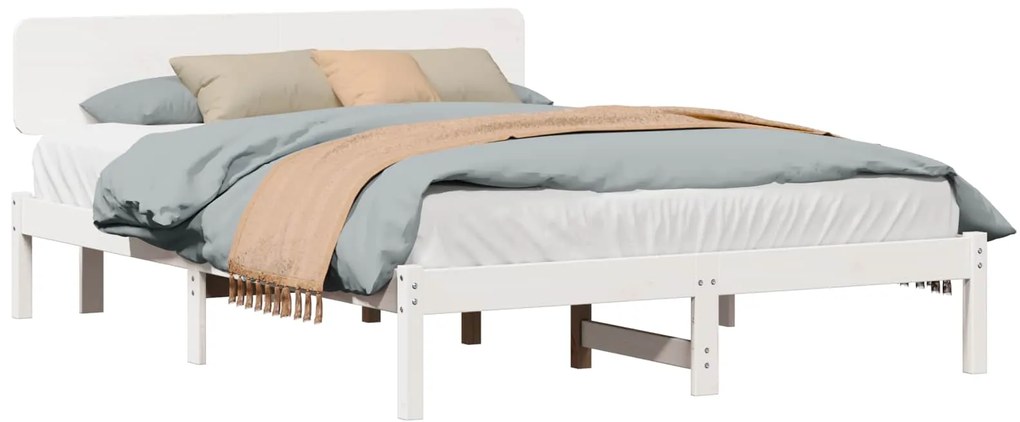 vidaXL Estrutura da Cama com cabeceira Branco 150 x 200 cm
