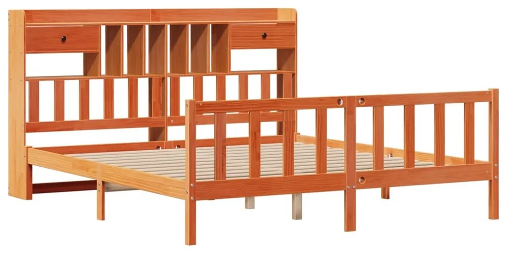 Cama com estante sem colchão 200x200 cm pinho maciço