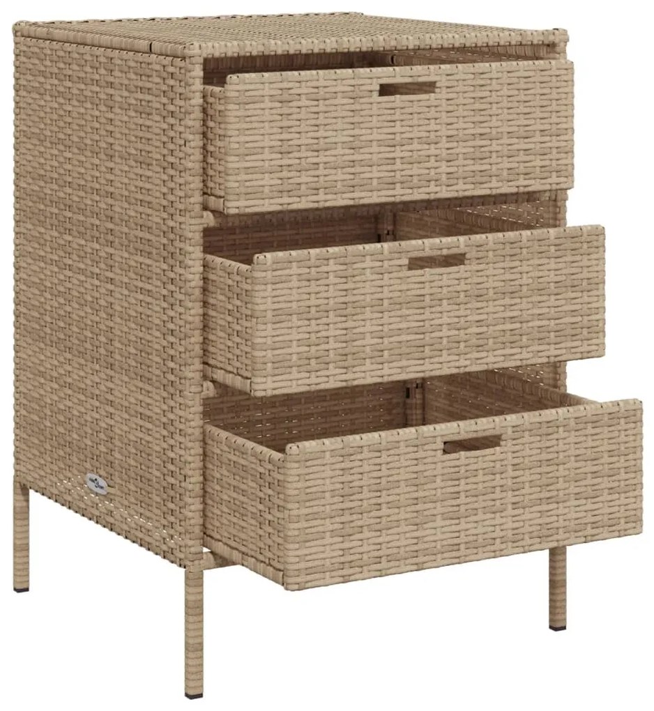 Armário de arrumação para jardim 55x59x80 cm vime PE bege
