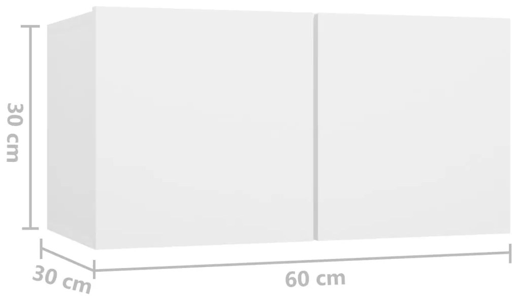 4 pcs conjunto de móveis de TV derivados de madeira branco