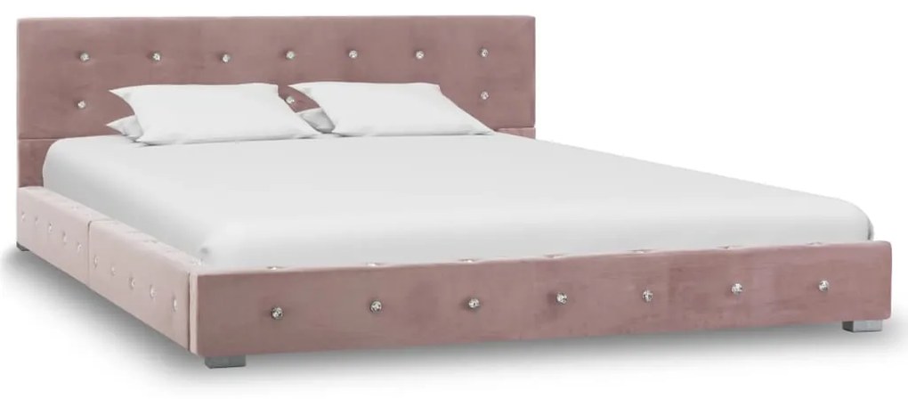 vidaXL Estrutura de cama 140x200 cm veludo cor-de-rosa