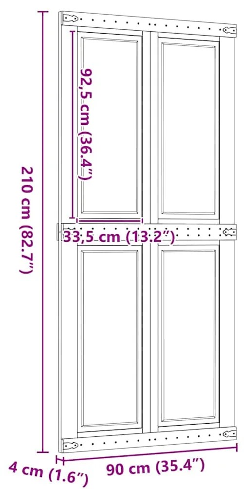 Porta de celeiro CORONA 90x210 cm pinho madeira maciça