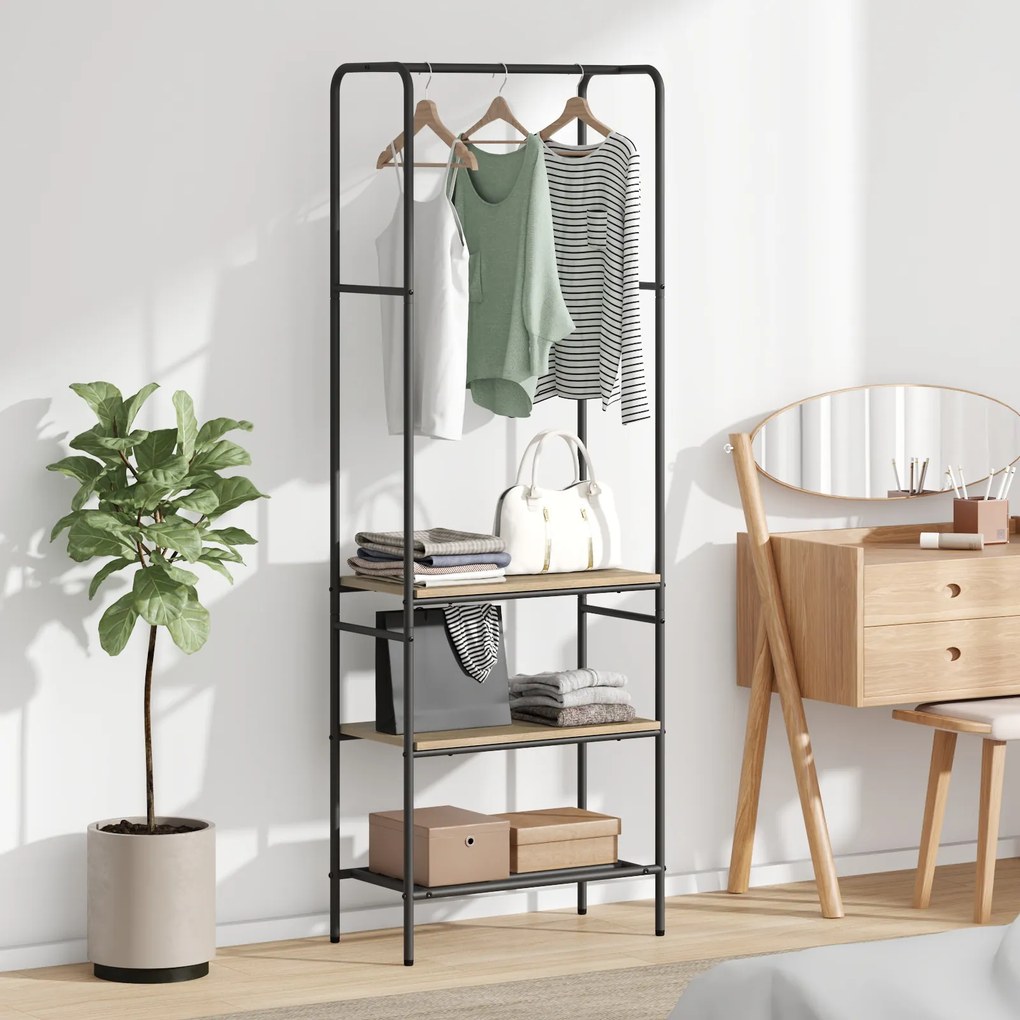 vidaXL Suporte para Roupas com Prateleiras Carvalho sonoma
