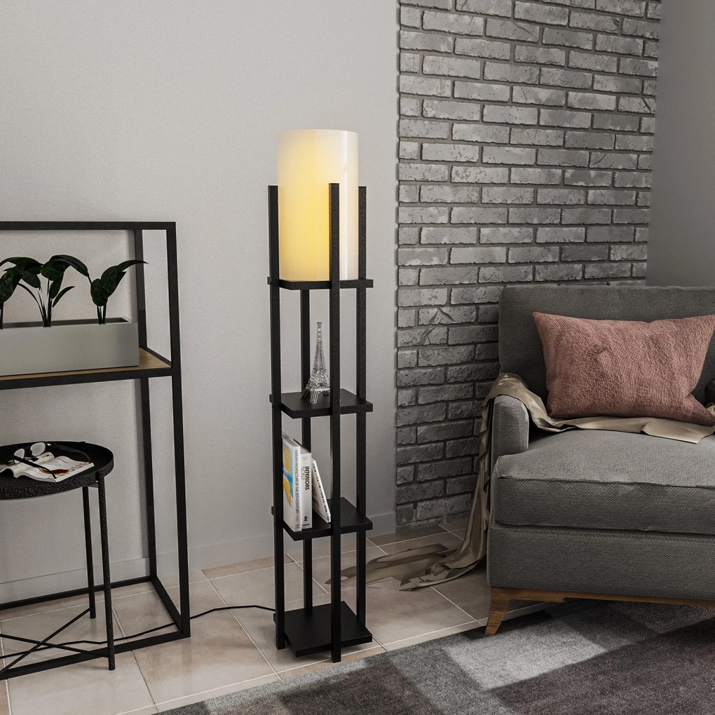 Candeeiro de Pé Shelf Lamp – Preto – 25x25x130 cm