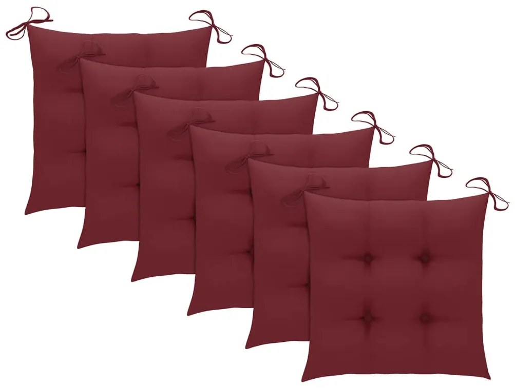Cadeiras de jantar p/ jardim 6 pcs c/ almofadões acácia maciça