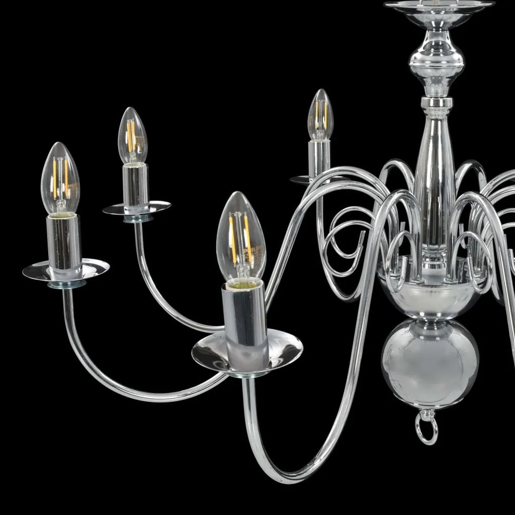 Lustre de 8 lâmpadas E14 prateado