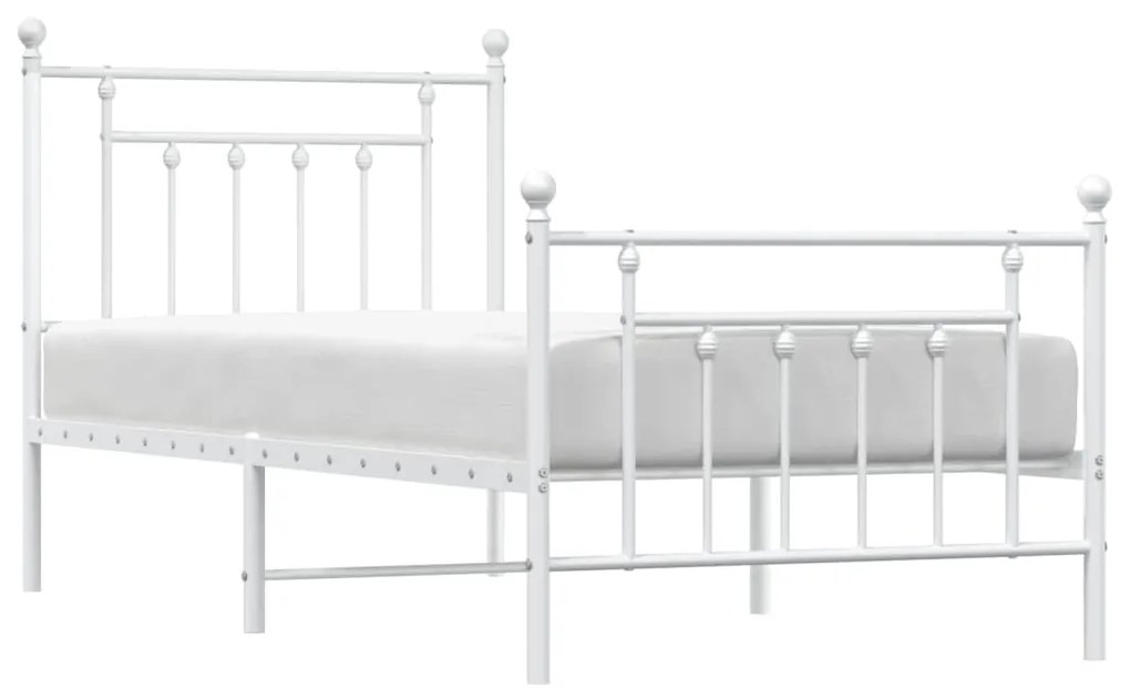 Estrutura de cama com cabeceira e pés 90x190 cm metal branco