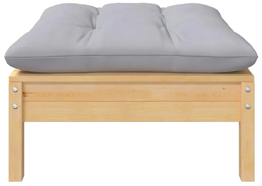 7 pcs conjunto lounge de jardim + almofadões cinza pinho maciço