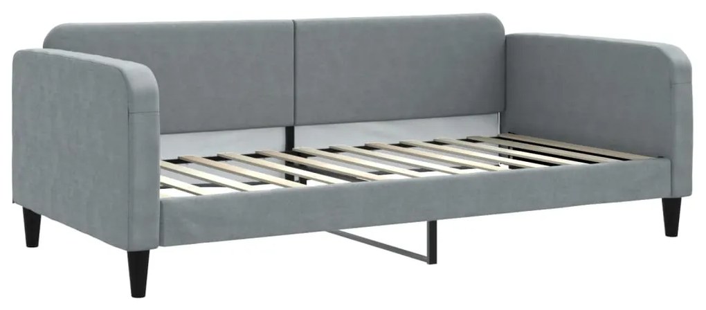 Sofá-cama com colchão 100x200 cm tecido cinzento-claro