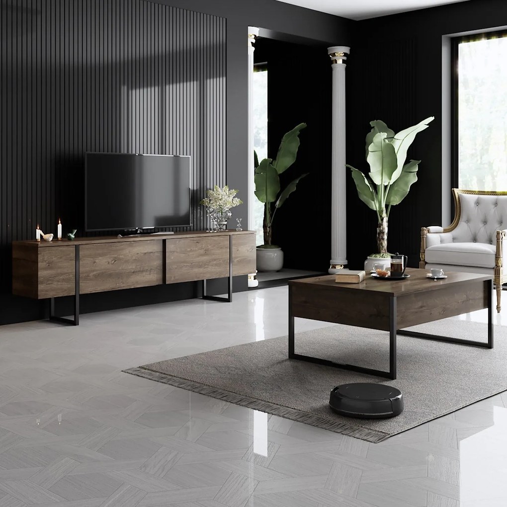 Sofá de 3 Lugares Rome – Preto – 215x90x70 cm