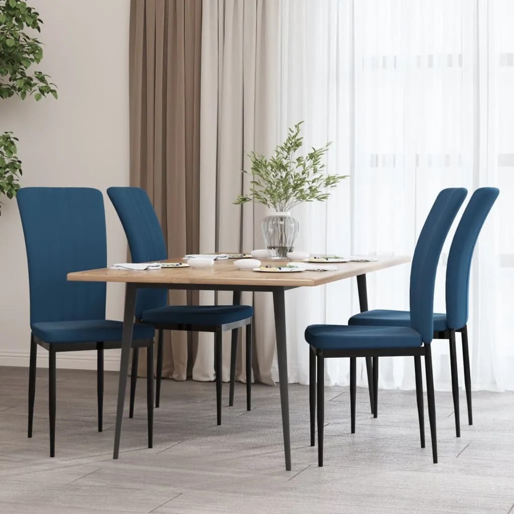 vidaXL Cadeiras de jantar 4 pcs veludo azul