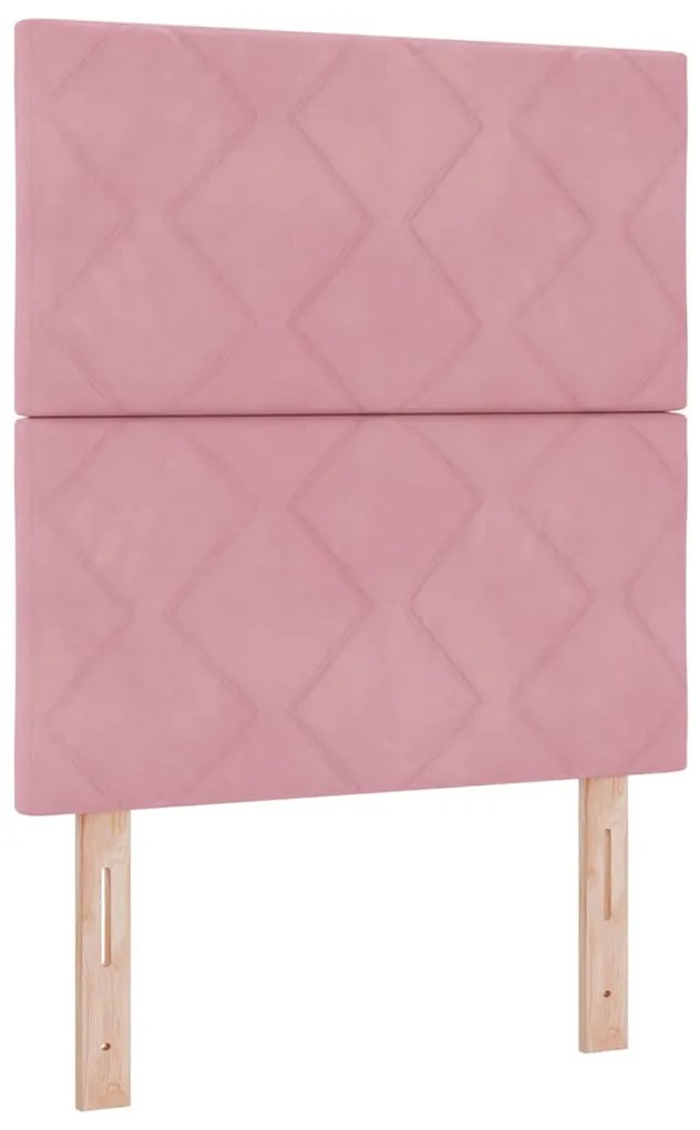 Cabeceira LED Blocos de Diamante Rosa 80 cm em Veludo