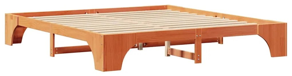 Cama Encerada Marrom 200x200 cm de Madeira de Pinho