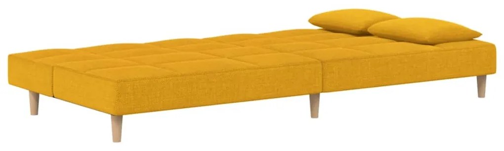 Sofá-cama 2 lugares com duas almofadas tecido amarelo