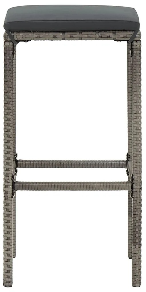3 pcs conjunto de bar p/ jardim acácia maciça/vime PE cinzento