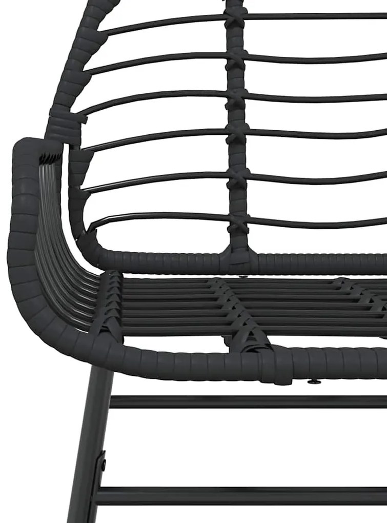 3 pcs conjunto de jantar para jardim vime PE vidro preto