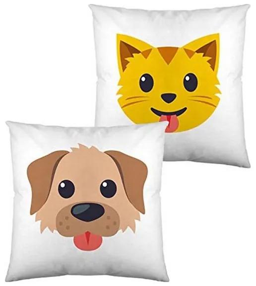Almofada com Enchimento Emoji Dog and Cat (40 x 40 cm)