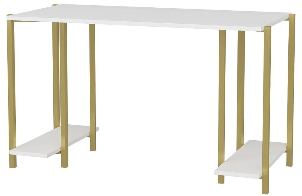 Secretária Academy – Branco Dourado – 125,2 x 60 x 73,8 cm