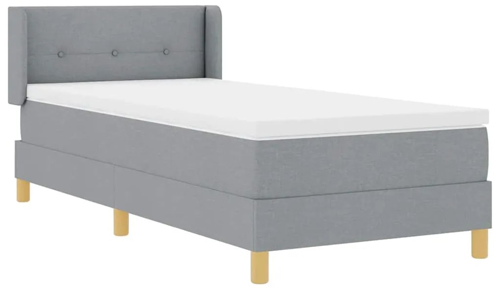 Cama Box com Colchão Cinza Claro, 100 x 200 cm, Tecido.