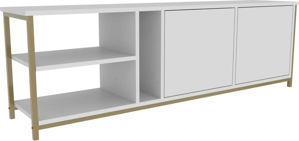 Móvel TV Primrose – Branco e Dourado – 160 cm x 35,3 cm x 50,8 cm