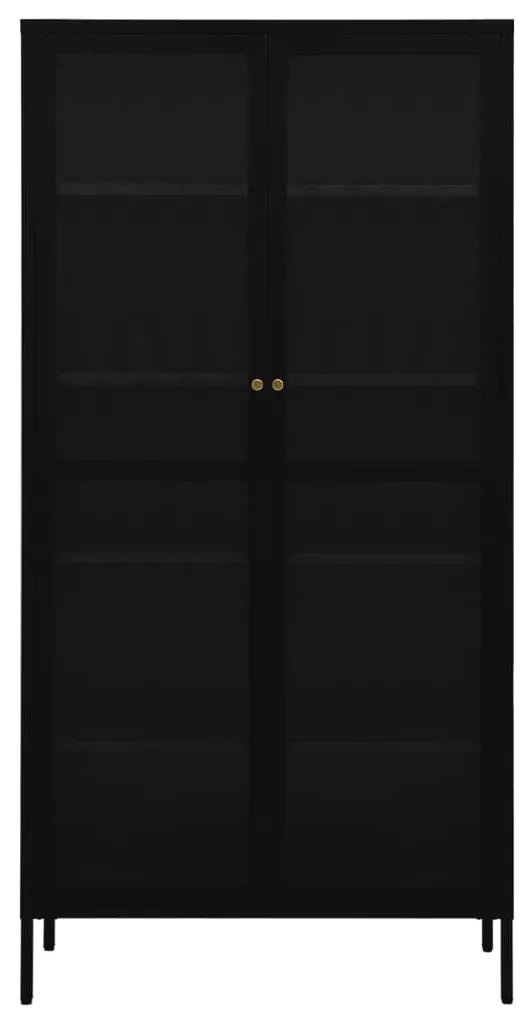 Vitrine 90x40x180 cm vidro temperado e aço preto