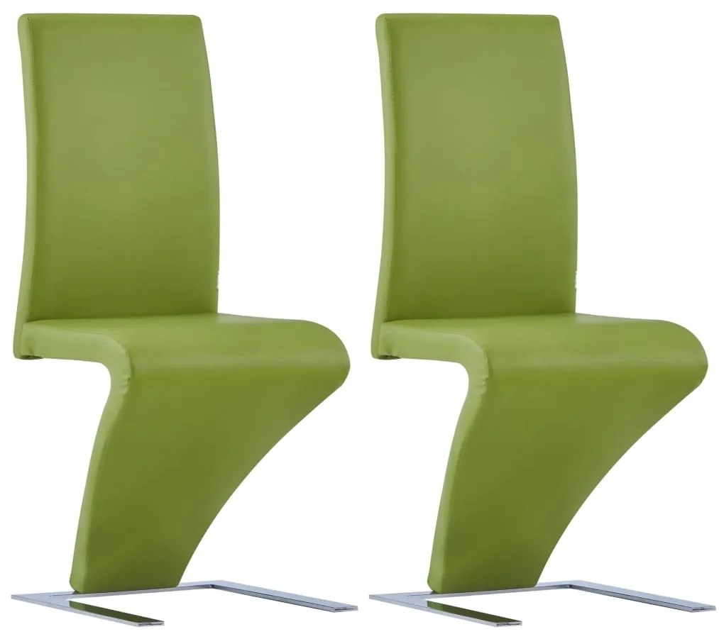 Cadeiras de jantar ziguezague 2 pcs couro artificial verde