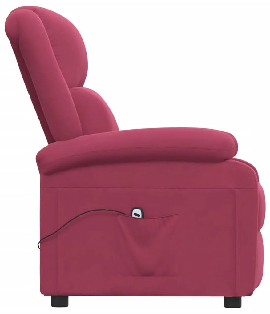 Poltrona elétrica reclinável veludo vermelho tinto