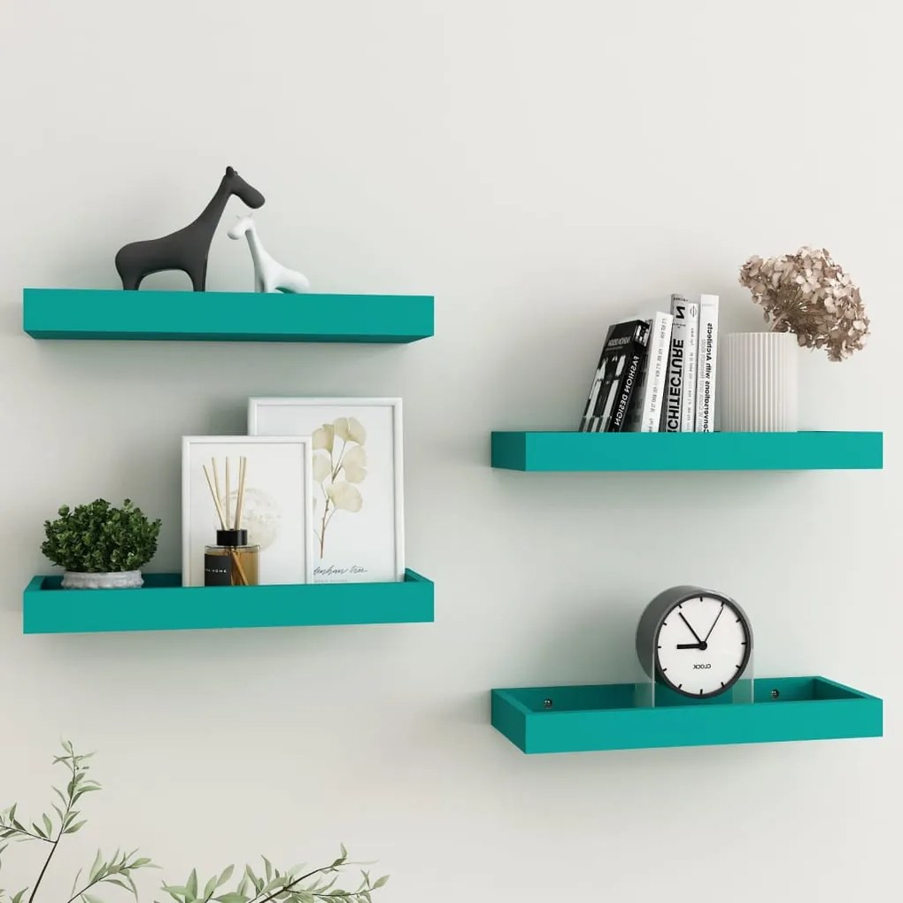 vidaXL Prateleiras de parede Loggia 4 pcs 40x15x4 cm MDF azul