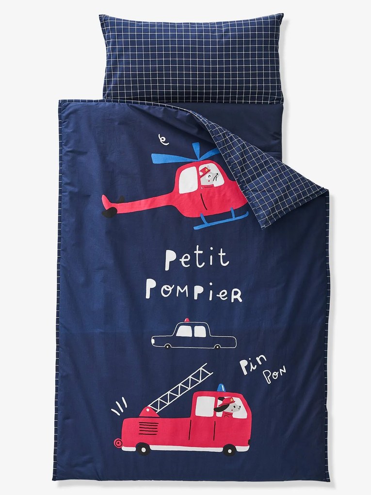 Pronto-a-dormir personalizável, especial autonomia, MINILI®, Bombeiro azul escuro liso com motivo