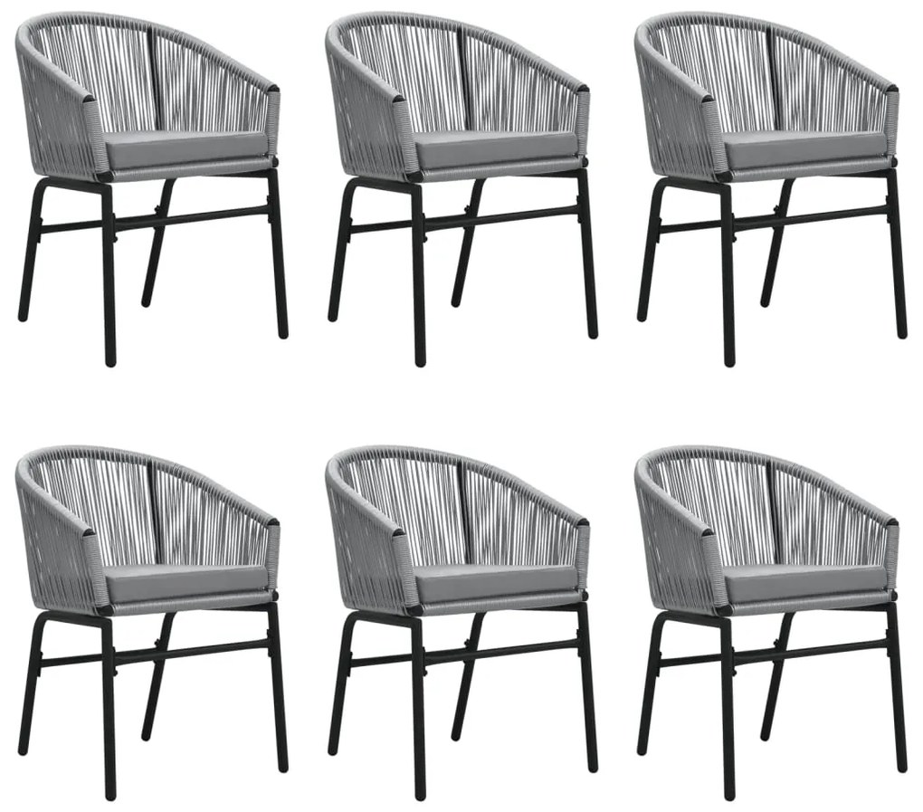 7 pcs conjunto de jantar para jardim cinzento