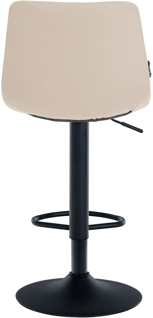 Banco de bar Jerry em couro sintético com estrutura preta 87-108,5 x 43 x 46,5 cm Creme
