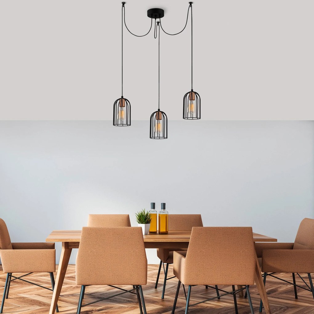 Candeeiro Chandelier Pamukkale – Preto e Bronze – 104 x 14 cm