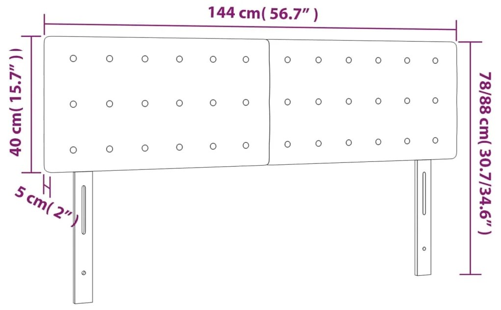 Cabeceira de cama 2 pcs tecido 72x5x78/88 cm cinzento-escuro