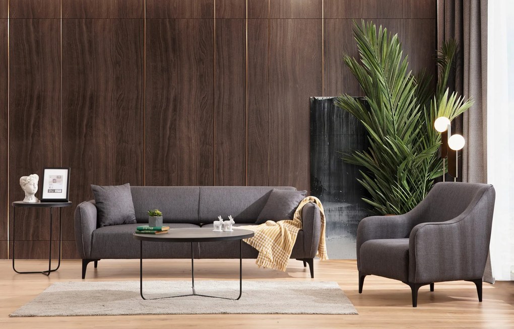 Sofá de 3 Lugares Belissimo – Cinzento Escuro – 220x67x95 cm