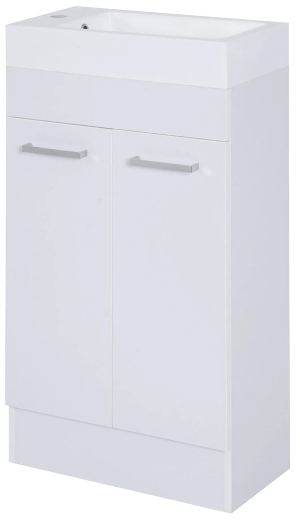Móvel de Casa de Banho com Lavatório Cerâmico Móvel de Casa de Banho de Parede com 2 Portas Estilo Moderno 50x86x25cm Branco
