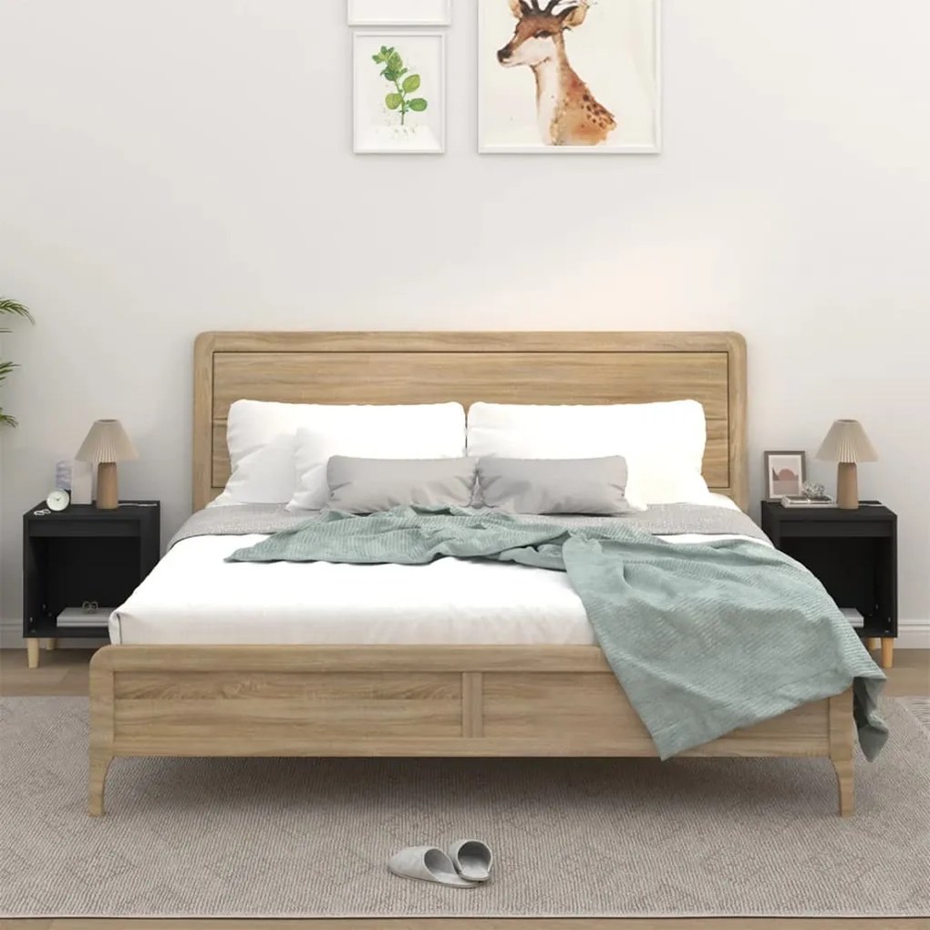 vidaXL Mesas de cabeceira 2 pcs 40x35x50 cm preto