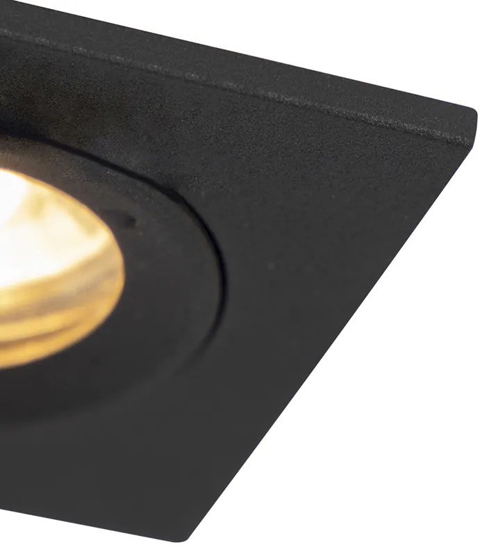 LED Foco embutido inteligente quadrado preto IP44 com Wi-Fi GU10 - Xena Moderno