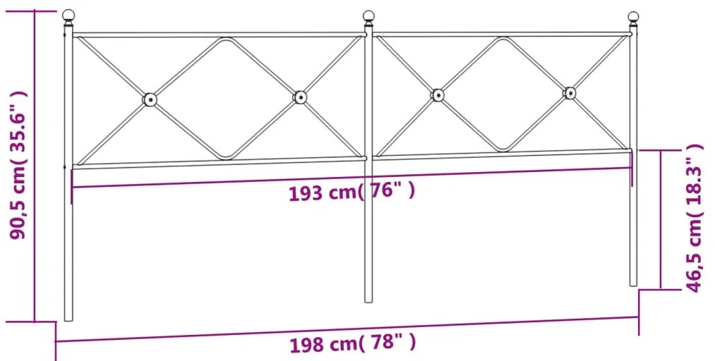 Cabeceira de cama 193 cm metal preto