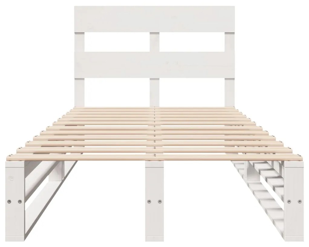 Cama sem colchão 75x190 cm madeira de pinho maciça branco