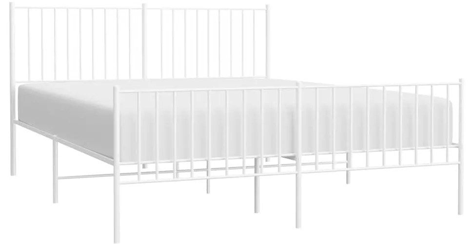 Estrutura de cama com cabeceira e pés 150x200 cm metal branco