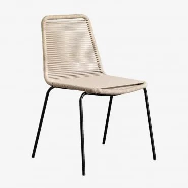 Pack De 2 Cadeiras De Jantar Empilháveis Em Ferro E Corda Entrançada Mileyd Natural - Sklum