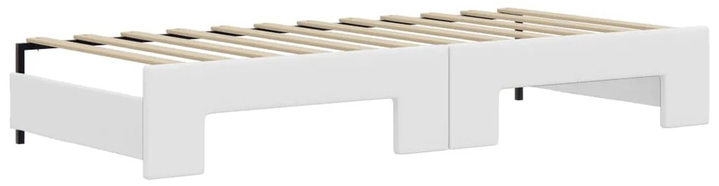 Sofá-cama com gavetão e colchões 90x200 cm artificial branco