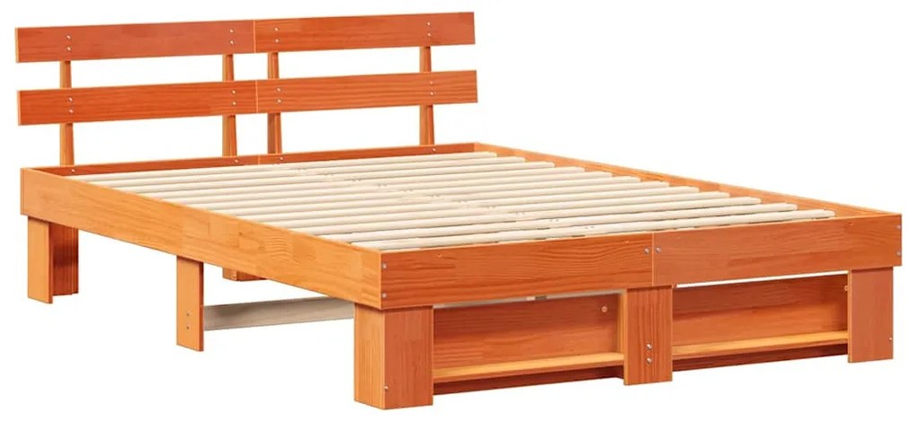 Estrutura da Cama com cabeceira Castanho-mel 140 x 200 cm