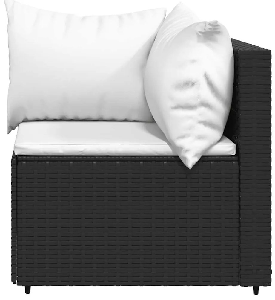 4 pcs conjunto lounge de jardim c/ almofadões vime PE preto