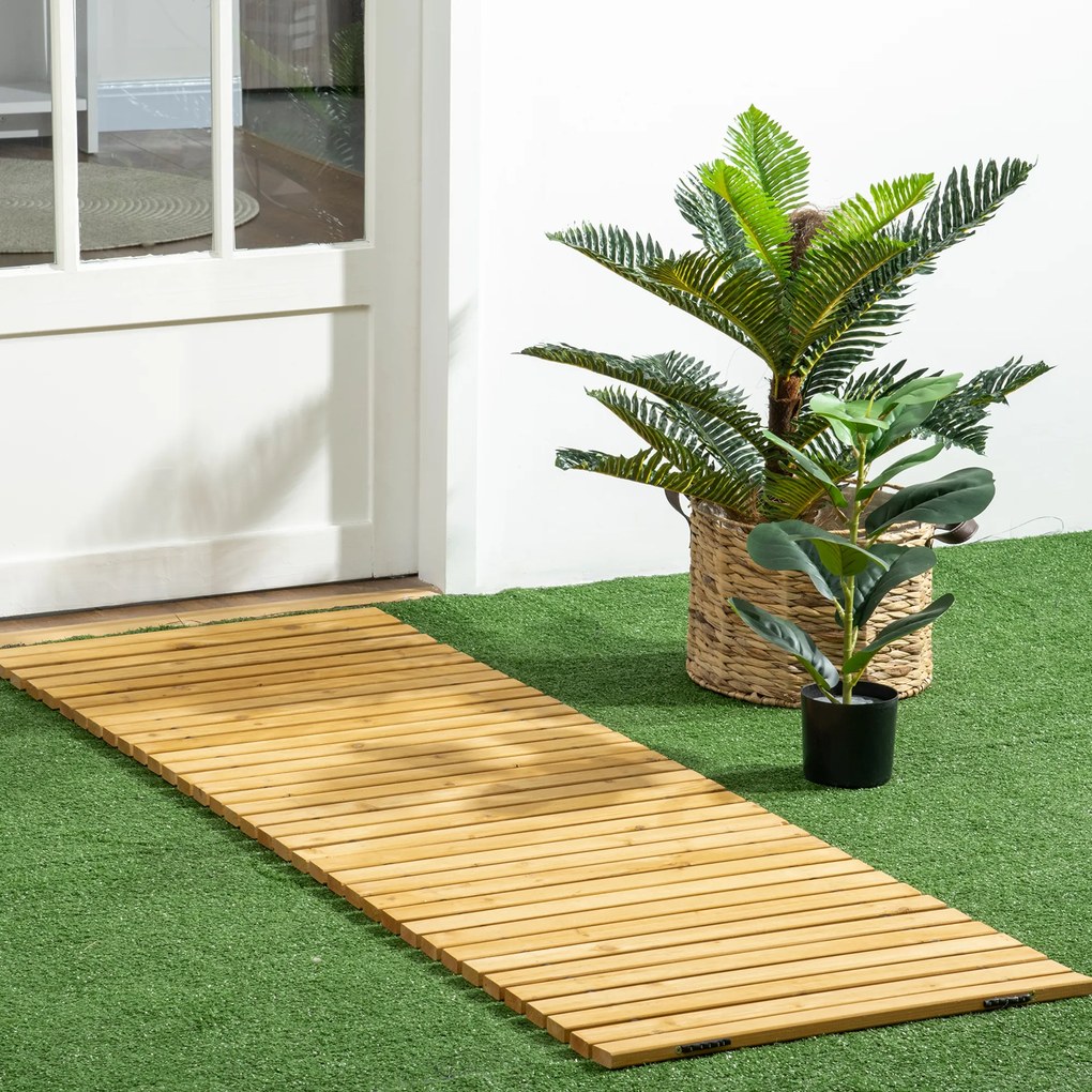 Caminho de jardim em tábuas de madeira enroláveis - madeira maciça de pinho 185 x 60 cm