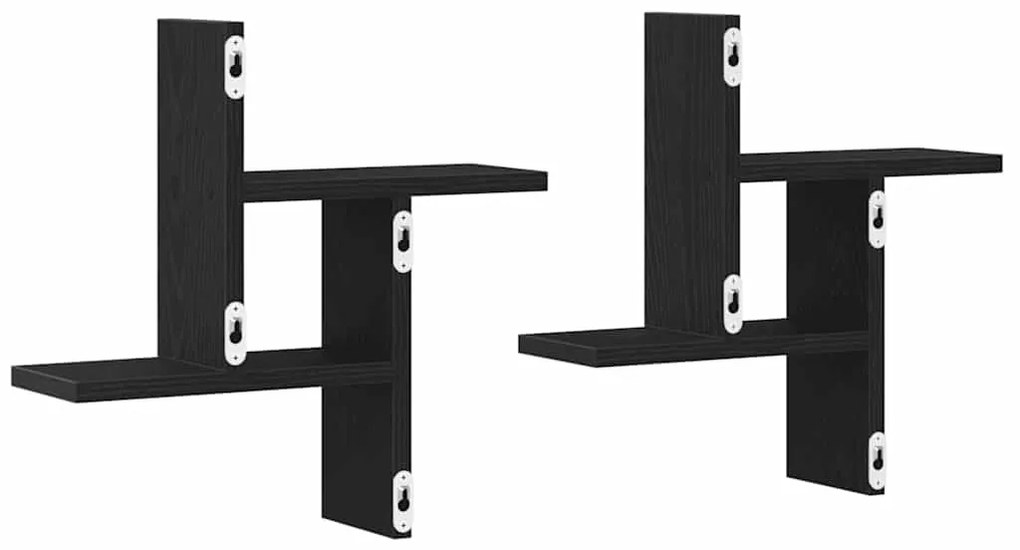 Prateleiras de parede 2 pcs derivados madeira carvalho preto