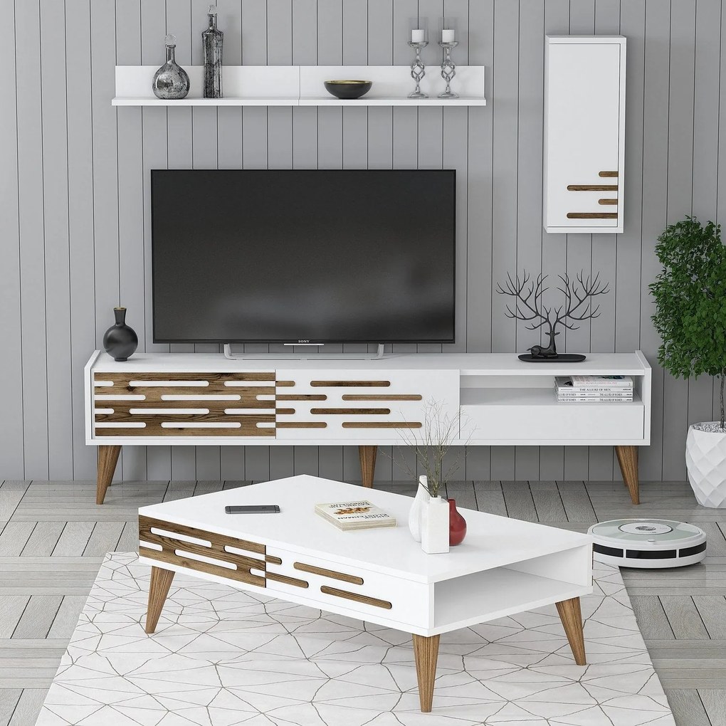 Conjunto de Mobiliário de Sala de Estar Valensiya – Branco – Várias Me