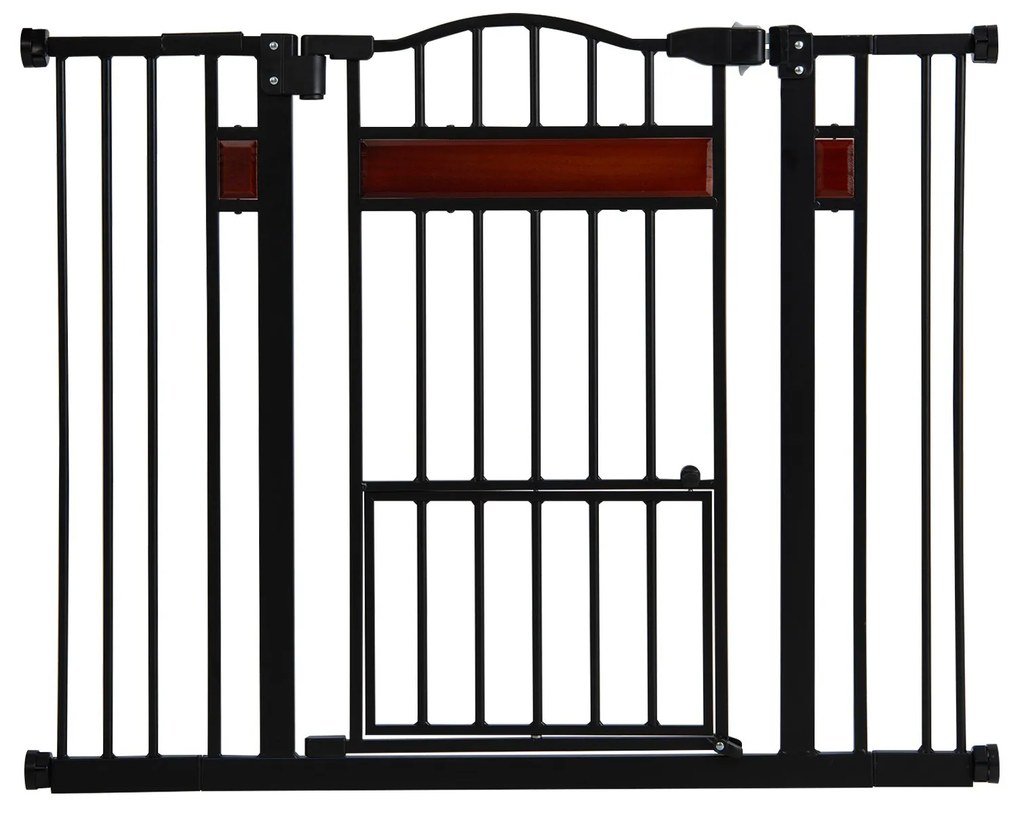 Grelha de proteção para cães 74-104 cm x 76 cm, grelha para porta sem perfuração,com porta pequena, preta